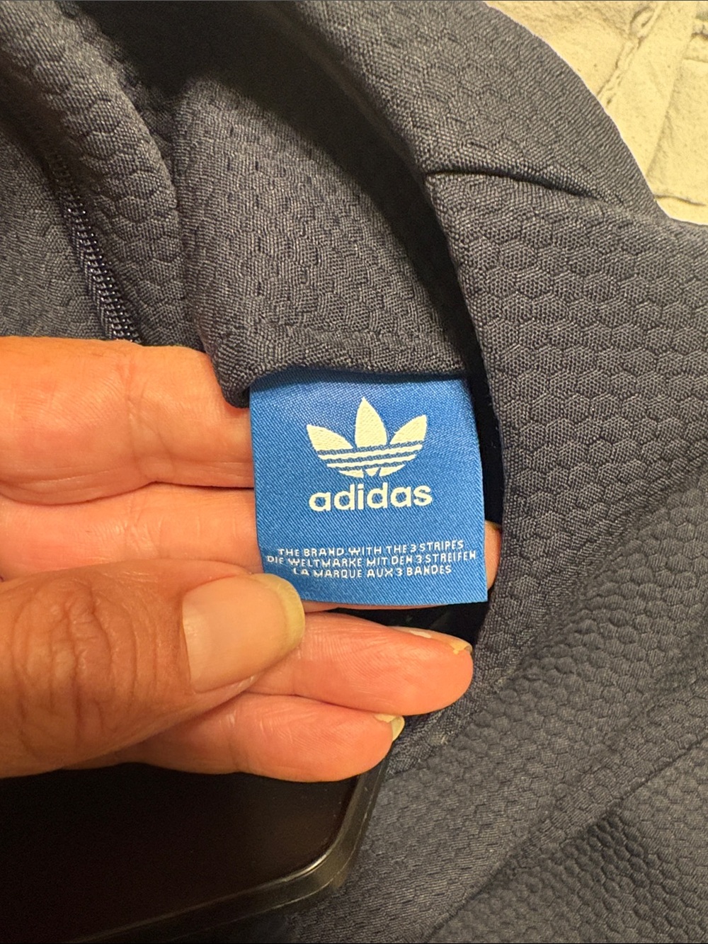 adidas Navy Cropped Trefoil Sweatshirt - Picture 4 of 6
